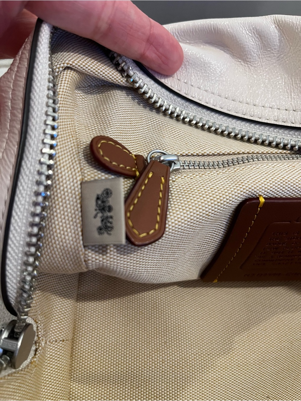 COACH Glazed white/Cream Leather Cube Rogue Satchel with Strap - Picture 5 of 7